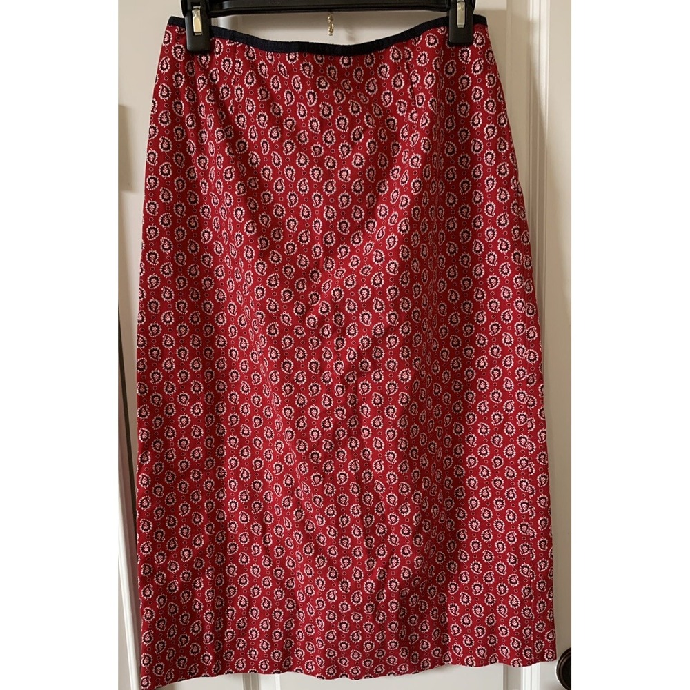 Vintage Talbots Red Paisley Skirt Size 10 Long Back Zipper
